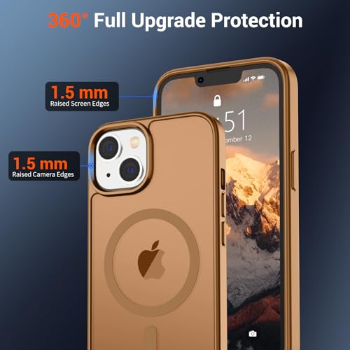 Image of SUPFINE Magnetic for iPhone 15 Plus Case & iPhone 14 Plus Case(Compatible with MagSafe)(Military Grade Drop Protection) Slim Translucent Shockproof with Anti-Fingerprint Phone Case,Brown