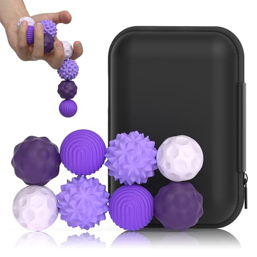 8PCS Balls Fidget Toys, Texture Tactile Sensory Balls, Balls with Silicone Shell, Stress Anxiety Relief Sensory Toys for Fingers Hands for Adults & Teens with Autism (L Purple) 8PCS Balls Fidget Toys, Texture Tactile Sensory Balls, Balls with Silicone Shell, Stress Anxiety Relief Sensory Toys for Fingers Hands for Adults & Teens with Autism (L Purple)