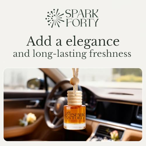 Image of Floral Car Air Freshener Hanging | Car Perfume, 0.27 fl oz (8 ml) | 30-Day Luxury Glass Diffuser | Rose, Soft Oriental Spice & Herbal Balsamic Notes | Long-Lasting Floral Scent