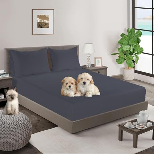 Sabana Bajera 150x190 Ajustable Algodón Transpirable | Bajera Cama 150 Cotton 100% 144 Hilos. | Sábana Bajera 100% Algodón | Sabana Bajera 150x200 Antracita