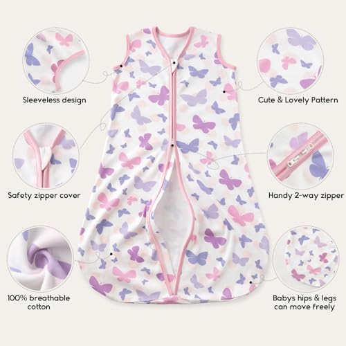 Image of Yoofoss Baby Sleep Sack 6-12 Months 0.5 TOG Baby Wearable Blanket, 100% Cotton Infant Toddler Sleeping Sack 2-Way Zipper Lightweight Sleep Sack