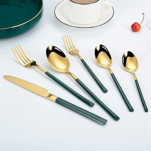 Ensemble de Couverts en Acier Inoxydable, Couverts en Acier Inoxydable, Couteaux, fourchettes, cuillères, Couverts Mixtes, Couverts de fête, Couverts de Cuisine Occidentale (Or Rose, 24 pièces)
