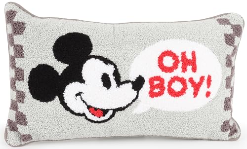 Jay Franco Needlepoint Decorative Pillow 15 Inch Kids Ultra-Soft Stuffed Plushie & Cozy Throw Pillow Official Licensed Product Gray - Mickey Mouse