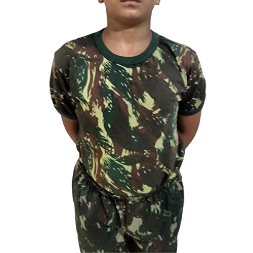 Camiseta Militar Infantil Camuflada Exército Manga Curta 100% Algodão (BR, Numérico, 10, Regular, Ca