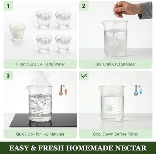 Kingsyard Glass Hummingbird Feeder for Outdoor Hanging, 24 Ounces, 6 Feeding Ports, Bird Nectar Feeder for Garden Décor, Ant Moat Included, Red — view 7