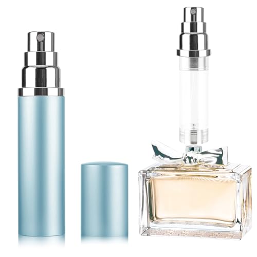 Lammcou porta profumo da viaggio, flacone atomizzatore profumo ricaricabile, mini vaporizzatore profumo portatile per il viaggio, Perfume Atomiser Mini Travel Bottle rosa (Blu, 10ml)