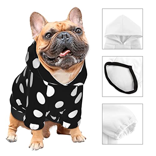 Dog Puppy Hoodies White Black Polka Dot Sweatshirt Pet Hooded Coat Jackets Apparel For Small Dogs #TOP3