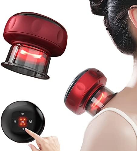 Suvisukua 12 Gears 4 in 1 Multi-Function Electric Smart Cupping Set with Red Light Therapy Vacuum Cupping Therapy Set GuaSha Cupping Massage Suitable for Various Parts of The Body