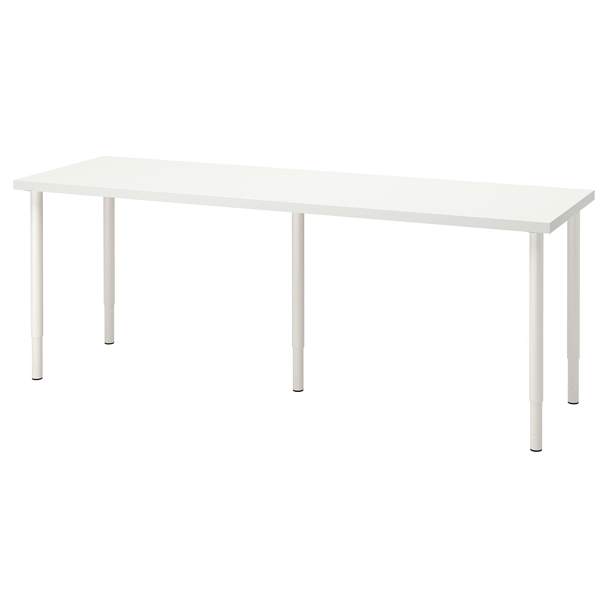 Table de bureau LAGKAPTEN OLOV blanche 200x60 cm avec pieds réglables