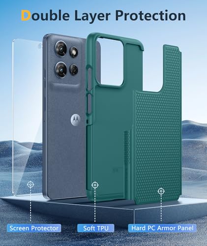 Image of FNTCASE for Moto G 2026 /2025 Case: Moto G Play 2026 /Moto G Power 2025 Case Dual Layer Military Protective Heavy Duty Cell Phone Cover with Screen Protector Shockproof Rugged Non Slip Textured (Green)