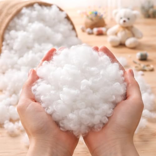 Image of Premium Polyester Fiber Filling for Pillow, Cushion & Soft Toys | Soft Fluffy Stuffing Fiber | Lightweight Refill for DIY Craft, Teddy Bear & Doll Making | Washable & Durable | 1000g Pack (White)