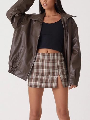 Oversized Leather Jackets for Women Fall Fashion Outfits Faux Leather Motorcycle Bomber Winter Coat Trendy2