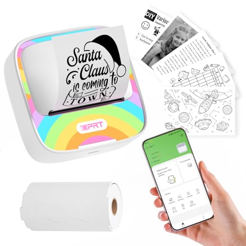 iDPRT Sticker Printer, Portable Thermal Printers Bluetooth Inkless Printer with 1 Roll Sticker Paper, Sticker Maker for Home Office School, Compatible with Android & iOS Phones, Blue