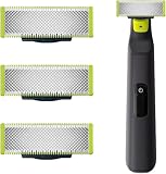 Set of 3 Replacement Blades for OneBlade – Upgraded Stainless Steel Blades Compatible with OneBlade Electric Trimmer & Shaver