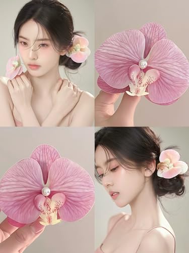 Pinzas de cabello flor hawaiana 3.5 pulgadas hibisco miniatura 7