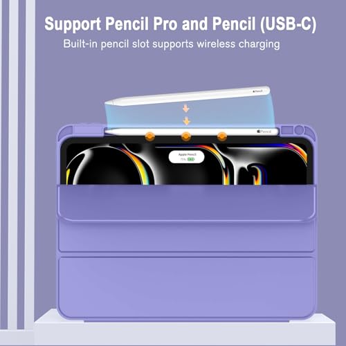 Image of ZryXal New iPad Pro 13 Inch Case (M5) 2025 / (M4) 2024 with Pencil Holder, Smart iPad Case [Support Pencil Pro and Pencil (USB-C)], Support Touch ID and Auto Wake /Sleep (Slate Blue)