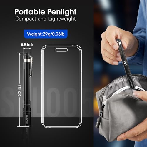 GEARLITE Mini LED Taschenlampe, IPX4 Wasserdicht Stiftlampe, Handheld Klein, Perfekt für Inspektion, Arbeit, Reparatur, Zuhause, Notfälle (Inkl Batterien)