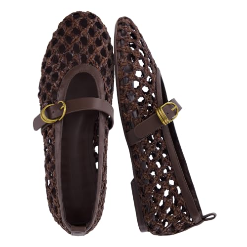 CUSHIONAIRE Wendy Woven Mary Jane Flats for Women with Memory Foam