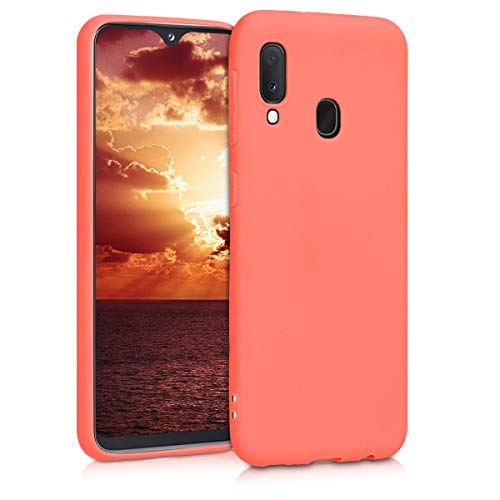 kwmobile Custodia Compatibile con Samsung Galaxy A20e Cover - Back Case per Smartphone in Silicone TPU - Protezione Gommata - corallo vivo