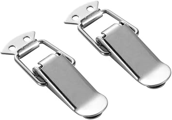 Spring Toggle Latch Hasp,Catch Clamp Clip,2pcs Stainless Steel Hasp Lock Hardware Cabinet Boxes Spring Loaded Latch Catch Toggle Hasp for Sliding Door Hardware Window  Color Nickled Plat  Color