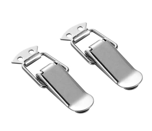 Kzhrqfgvmxb 201 Stainless Steel 129Mm Spring Toggle Latch Hasp,Catch Clamp Clip,2Pcs Stainless Steel Lock Hardware Cabinet Boxes Loaded For Sliding Door Window (Color : Nickled Plat(201 Stainless Steel 129Mm)