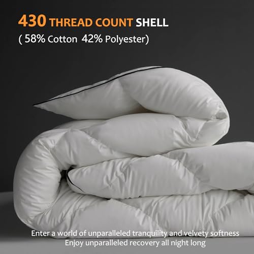 Hyvif DUVETS-K Luxury Feathers Down Comforter King Size - 750 Fill Power All Season Duvet Insert, Ultra-Soft Hotel Collection Comforter, Fluffy And Cozy thumb #4