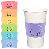 SnowTing Kaffeebecher Griffhüllen Bunt Praktische Hitzeschutz Manschetten für Kaffee to Go Becher Einweg Becher-Jacket aus Pappe, Kaffee-Becher-Manchette Recycelbar, 48 Stück