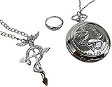  Fullmetal Alchemist Brotherhood Edward Elric Taschenuhr Ring & Halskette Geschenkset Don\'t Forget 3. Oct.11