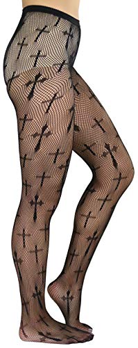 ToBeInStyle Women's Full Footed Gothic Cross Pantyhose3