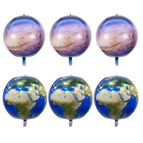 Ballons de terre 3 pièces, ballons ciel étoilé 3 pièces, ballons de décoration de fête, ballons en aluminium du monde, ballons globe