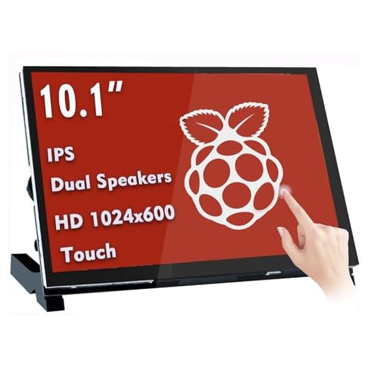 No-Cable-Needed Drive-Free Dual-Speaker Raspberry Pi Screen 10.1 Inch Touchscreen Small Monitor FHD 1024×600 IPS Screen Display Portable HDMI Monitor for Raspberry Pi 4b 3b+ Pi 4 3 2 Model B Windows