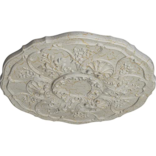 Image of Ekena Millwork CM22CNPCC 22 OD x 1 1 /2 P Cornelia Ceiling Medallion (fits Canopies up to 4 inch), Pot of Cream Crackle