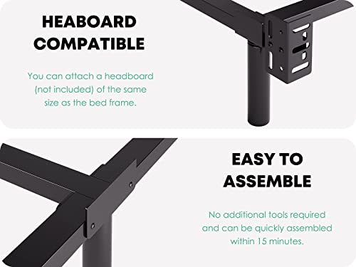 Vtwazast Queen Bed Frame,9 Inch Heavy Duty Base For Box Spring, 9-Leg Support,Easy Assembly,Non-Slip,Noise-Free, Black #TOP3