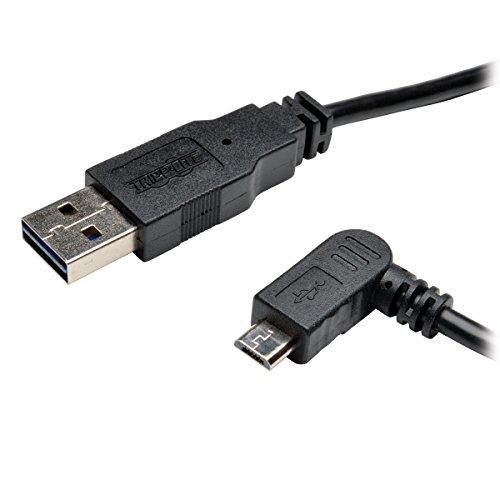 Tripp Lite Universal Reversible USB 2.0 Hi-Speed Cable (Reversible A to Left-angle 5Pin Micro B M/M), 3-ft.