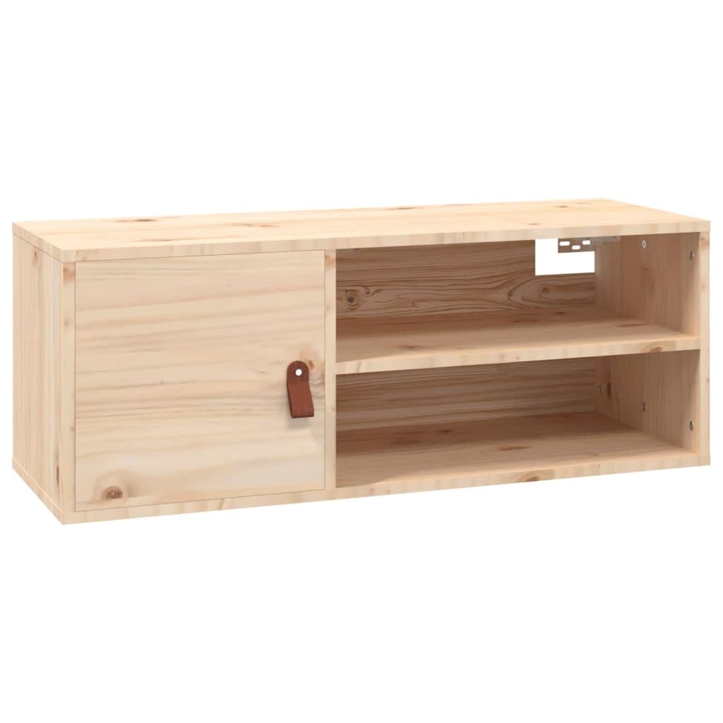 Hothingwell Armadio da parete, 80 x 30 x 30 cm, in legno di pino massiccio, mensola da parete con 4 scomparti con porta, mobile da parete per libri, riviste e DVD