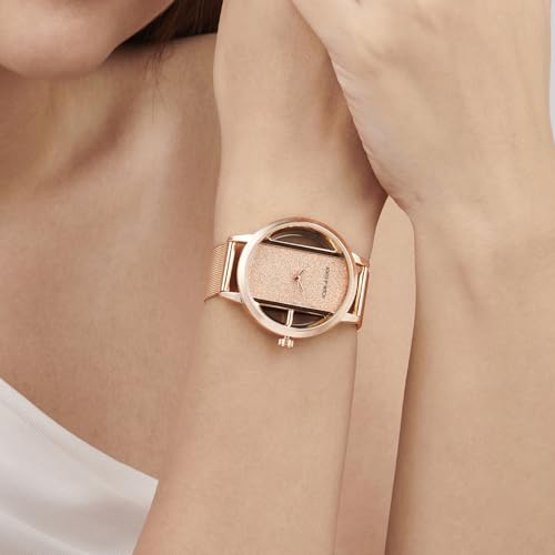 Image of Joker & Witch Futuristic Rosegold Dial 16mm Rose Gold Steel Mesh Watch for Women