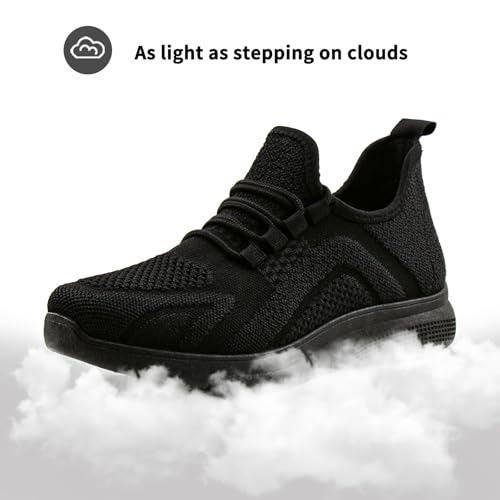 Image of Bernal Black Sneakers for Women Walking Shoes Non Slip Lightweight Casual Breathable Tennis Shoes Work Travel