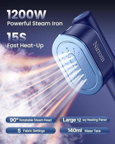 Image of Travel Steamer for Clothes, 110-240V Dual Voltage Portable Steamer | 1200W Fast Heat in 15s, 140ml Tank, 5 Fabric Settings, 2 in 1 Handheld Garment Steamer & Iron for Business, Global and Europe