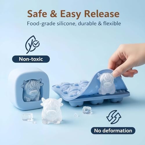 Molde de Silicona para Cubitos de Hielo Highland Cow miniatura 5