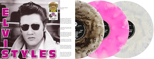 Elvis Styles 30 cm Effet Cloudy Rose Néon, Noir & Blanc - Les Beatles, Paul McCartney, John Lennon, RIngo Starr, George Harrison Elvis Styles 30 cm Effet Cloudy Rose Néon, Noir & Blanc