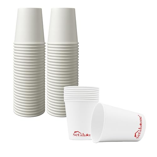 general merchandising 50 Piezas || Vasos de Papel Blancos 210 ml || Vasos Ecológicos Desechables para Bebidas Frías y Calientes || Uso Doméstico, Fiestas y Eventos