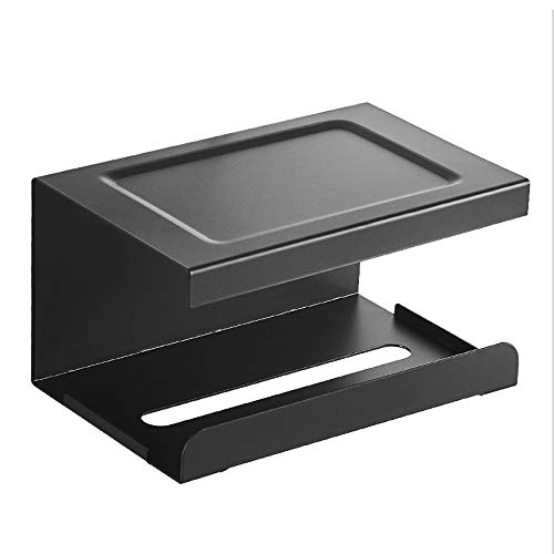 XYNSNDB Portarotolo di Carta igienica Nero Portarotolo di Carta igienica in Acciaio Inossidabile Portarotolo da Parete per Cellulare Portarotolo da Cucina Scatola di Carta igienica