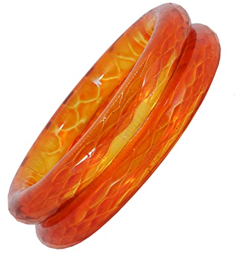 Image of ZULKA Get your traditions Glass With Diamond Pattern Glossy Finished Kada Set For Women and Girls
