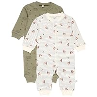 PIPPI Unisex Baby Nightsuit-Zipper (2-Pack) Pajama Set, Deep Lichen Green, 92