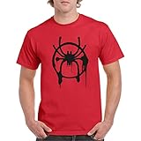 Moralespider - Camiseta Manga Corta (Rojo, M)