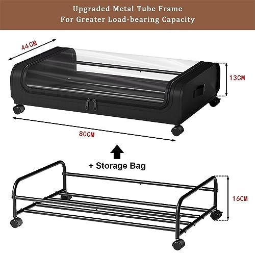 Contenitore per scarpe sotto il letto, con ruote, pieghevole, salvaspazio, 2 scatole premium per scarpe e accessori