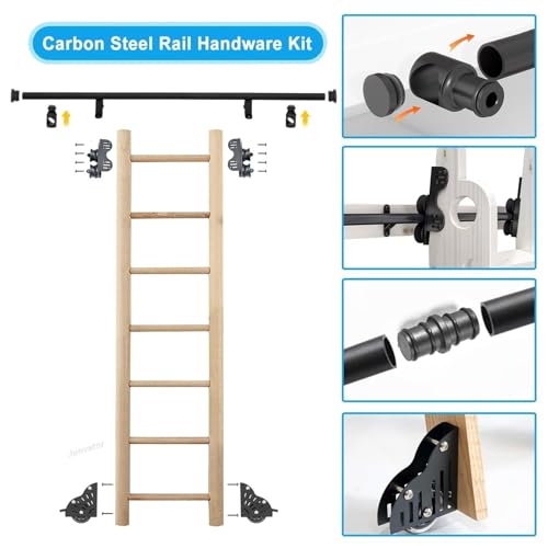 Kit de herrajes para escalera móvil y riel de biblioteca extensible 3