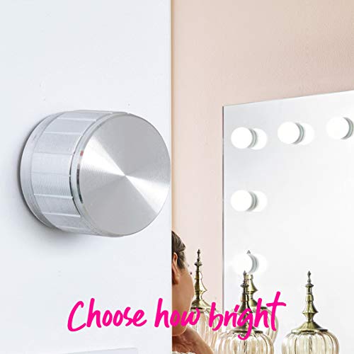 Hollywood Vanity Mirror with 2 Plug Sockets & 2 USB Ports LED Dimmer Light Bulbs, for Dressing table or Wall Mounted Table Top for Makeup White Beverley HW02 65(H) x80(W) x6.5(D) cm
