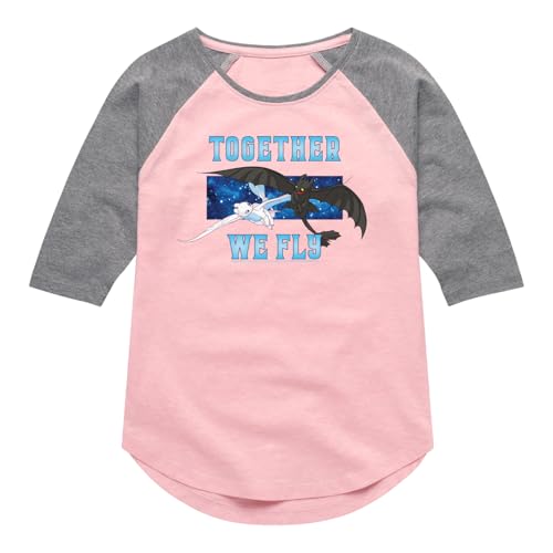 How to Train Your Dragon - Together We Fly - Toddler & Youth Girls Raglan Graphic T-Shirt