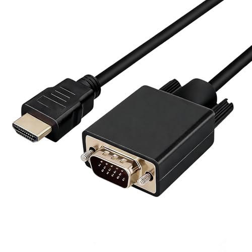 kwinfei Câble HDMI vers VGA 180 cm Compatible PC, Ordinateur Portable, Moniteur, Projecteur, Convertisseur Vidéo Haute Résolution 1080P, Adaptateur Durable pour Présentations, Bureau et Loisirs